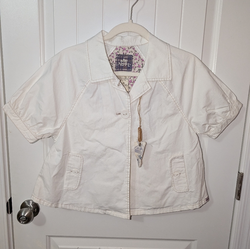 Vintage Y2K Nori Crop Boxy Button Up Women's Medium White/Cream